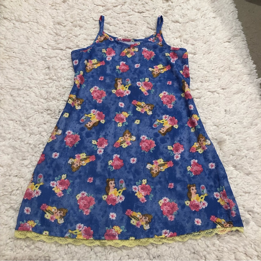 Disney Princess Belle Blue Dress Girls size Med 7/8